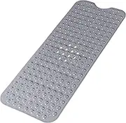 Large Non Slip Bathtub Mat, Extra Long Bath Mat for Tub, 40 x 16 Inch, Machine Washable Shower Mats with Suction Cups and Drain Holes, Bath Tub Mats for Bathroom Non Slip, Grey