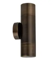 GU10 Exterior Wall Pillar Up/Down Spot Light (Rustic Brass) IP65