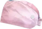 [WOSHJIUK] Working Hat 2 Pack Scrub Caps for Women,Pink Watercolor Clouds,Tie Back Cap Adjustable Scrub Hat