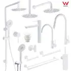 KYLINS White Bathroom Basin Mixer Kitchen Sink Pull Out Tap Shower Head Wall Arm