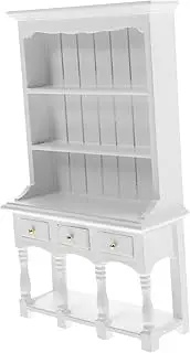 Miniature Wooden Display Cabinet Model Doll House Miniature Furniture 1:12 Scale White Decorative Storage