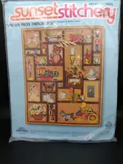 2689 Sunset Stitchery Bits & Pieces Memory Box Crewl Kit 18 X 22"
