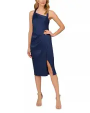 Aidan Mattox Mikado Halter Dress, Navy, Size 8