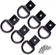 6 Pcs D-Ring Tie down Anchors 1/4" Heavy Duty Steel Tie down Hooks for Truck, Tr