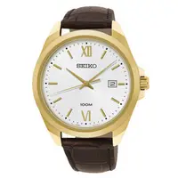 在飛比找PChome24h購物優惠-【SEIKO】精工 SUR284P1 羅馬字 日期顯示 皮革