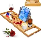 Artmalle Bathtub Caddy Tray for Tub - Foldable Bamboo Bath Table Tray with Bo...