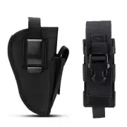 Tactical Metal Clip OWB Right/Left Hand Gun Holster with Molle Tool Sheath Pouch