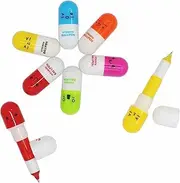 SWTool Selling Wonderful 40pcs Vitamin Pill Ballpoint Pen Cute Cartoon Retractable Ball Pen Smiling Face Ball Pen For Kids (Random Color)