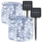 2 Packs Solar String Lights, Total 200 LED 66FT 8 Twinkle Modes White Solar P...