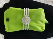 Low $ Stunning Napier Silver Cuff Bracelet With Rhinestones. 7 Inch. Dressy New