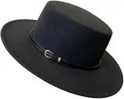 [Generic] Women Men Classic Felt Fedora Hat Wide Brim Flat Top Jazz Panama Hat Casual Party Church Hat Camel