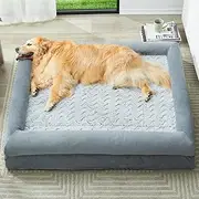 Washable Dog Beds for Large Dogs, Orthopedic Dog Sofa Bed with Removable & Waterproof Cover, Extra Large Dog Bed with Bolster Sides for Sleeping, Big Dog Couch Bed with Sides (Grey, XL)
