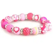 New Viva Clay Beads Pink Diva Princess Children's Bracelet has Crystal Rondelles