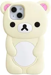 Ultra Thick Soft Silicone Case for Apple Teddy Bear Animal 3D Cartoon Japanese Cute Lovely Adorable Kawaii Kids Girls Women (Beige, for iPhone XR)