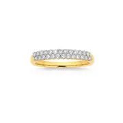 9ct Gold Diamond Two Row Band