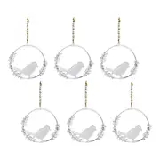 6x LVD Hanging Bird In Wreath Home/Garden Ornament Decor Display 14x13cm Silver