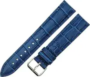 [RECHERE] 18mm Blue Replacement Leather Watch Band Strap Silver Pin Buckle