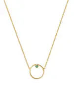 Zoe Chicco 14K Yellow Gold Emerald Gemstones Emerald in Circle Pendant Necklace, 16-18