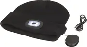 Black Acrylic Beanie with Bluetooth Speakers & Removeable COB LED Torch