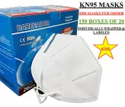 KN95 Disposable White Masks; 3,000 Masks; Individually Wrapped
