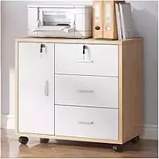 Filing Cabinet Filing Cabinet Wooden Low Cabinet Three Drawers with One Storage Cabinet Filing Cabinet Lockable Storage Office Filing with Removable Rollers Storage Cabinet (Color : Log Color+White)