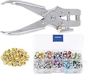 Naisfei 400 Pcs Metal Snaps Buttons with Fastener Pliers Press Tool, Metal Grommets Kit with Eyelet Hole Punch Pliers, 100 Metal Eyelets and 300 Colour Eyelets for DIY Project Bag Shoes Clothes