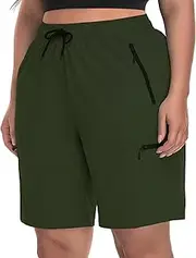 [SEKINO] Women's Plus Size Hiking Cargo Shorts Lightweight Quick Dry Summer Shorts Athletic Outdoor Shorts Zippered Pockets