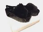 Y.R.U.Qozii Night Sky Iridescent Platform Slides Fuzzy Open Toe Slingback sz 10