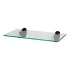 1x Floating Glass Bathroom Shelf 40cm Clear/Black Shower Storage Wall Rack