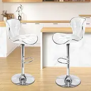 ALFORDSON Bar Stool 2Pcs Adjustable Kitchen Stools Luna Swivel Counter White Barstools Dining Chair in 54-75cm Seat Height with Antiskid Floor Protector for Home Bar Dining Room