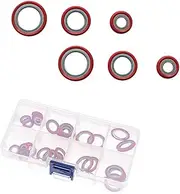 Sephile 30 PCS Car A/C System Compressor Gasket, Vehicle Compressor Port Seal Accessories Assortment, Vehicle Washer Kit, Waterproof Durable Design, Universal for Most Cars (Red)