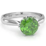 Crown Setting Peridot Engagement Ring In 14k Solid Gold