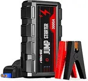 FEIKFEIZ Car Jump Starter, 3000A Peak 24800mAh 12V Car Battery Starter(Up to All Gas, 9.0L Diesel Engine), with USB Quick Charge 3.0,LED Light,with Forced Jump Start Button.