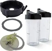 Replacement 24-oz Blend-N-Go Cup with lid &Pro blad&Blender Jar Bottom 179854-000-000 For Oster Pro 1200 Blenders (2 * 24oz cup with lid+1*Jar Bottom with pro blade)