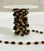 3-7mm Purple Amethyst Oval Glass bead Rosary Chain, Beads Beaded Bulk Roll Chain