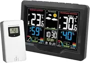 Weather StaWeather Station with Outdootion with Outdoor Wireless Sensor, LCD Digital Weather Station with Temperature/Humidity Monitor/Barometric/Forecast/Moon Phase/Alarm Clock for Home Office Garden