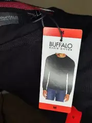 NEW $69 Buffalo David Bitton Mens Black Crew Neck Long Sleeve Sweater Sz Medium