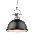 Duncan 1-Light Pewter Pendant and Chain with Matte Black Shade