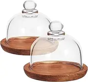 Cabilock 2Pcs Glass Butter Dish with Cover Stylish Dessert Display Plate for Cakes Pastries Fruits Easy to Clean Space Saving Design for Home Gifting