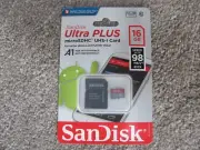 SanDisk Ultra PLUS MicroSDHC UHS-I 16GB Memory Card with Adapter up to 98MB/s