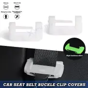 2pcs Glow In The Dark Luminous White Interior Car Seat Belt Buckle Clip Covers