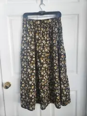 Topshop Womens Full Skirt Black Yellow Floral Long Maxi Pull On 8 New NWT $68org
