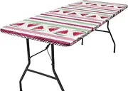 Outdoor Picnic Table, Rectangle Fitted Picnic Table Cloth, 72X30Inch Striped Pattern Table Cloth with Flannel Backing for Camping Picnic Parties