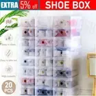 20X Clear Shoe Storage Transparent Box Foldable Portable Stackable Case Plastic