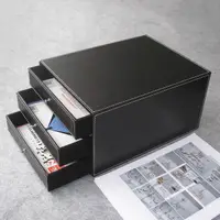 在飛比找蝦皮商城精選優惠-文件收納箱 黑色辦公資料收納櫃 商務收納盒 a4多層桌面置物