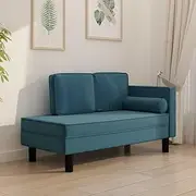 Chaise Lounge with Cushions and Bolster Blue Velvet,Cozy and Comforting Velvet Chaise Lounge Sofa for Stylish Living Spaces Living Room Furniture