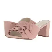 ANNE KLEIN AK Sport Cerise Light Pink Blush Suede Ruffle Slide Sandals Size 6M