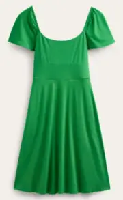 Boden Square Neck Jersey Mini Dress Rolling Hills Green US14R UK18R NWT