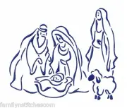 Outline Christmas Nativity Time 10 Machine Embroidery Designs on CD in 4 sizes