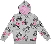 [United Labels] Disney Minnie Mouse Hoodie für Mädchen - Kinder Kapuzenpullover Pullover mit Kapuze Sweatshirt Grau/Rosa